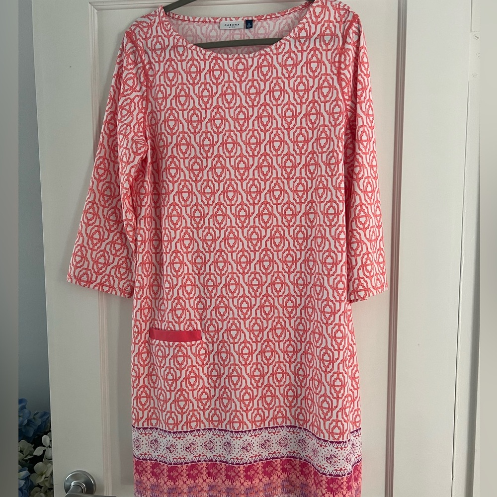 NWOT CABANA LIFE CORAL SHIFT DRESS XL